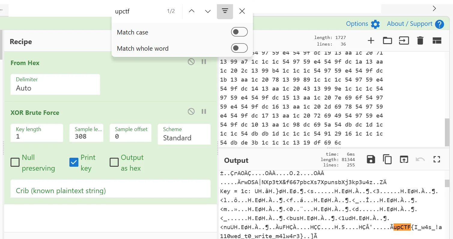 cyberchef muestra la flag