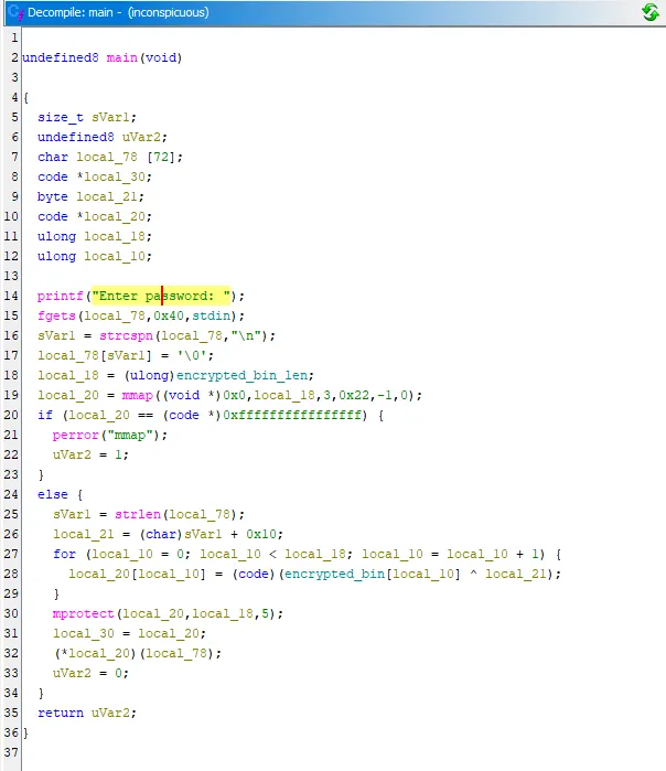 Ghidra main function